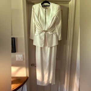 Nah Nah Collections Off White Long Dress with Jacket Size 8 Bride Bridal Party